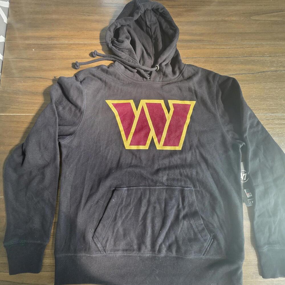 Washington Commanders ‘47 Brand Graphic Hoodie Sweatshirt, Black, Men’s Med NWT